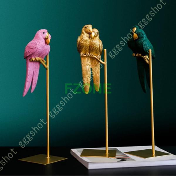鳥 オブジェ かわいい インコ 樹脂工芸品 装飾品 動物の置物 おもしろい置物 抽象 机の装飾 誕生...