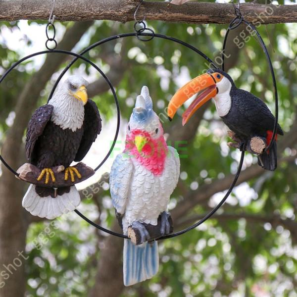 ガーデンオーナメント インコ かわいい 置物 アンティーク 鳥 ガーデニング雑貨 小鳥 ディスプレイ...