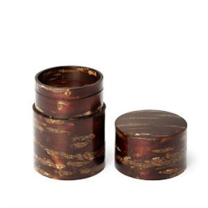新品未使用　桜皮 茶筒　 桜皮細工 総皮茶筒 螺鈿桜大（樺細工） | 角館桜皮細工センター