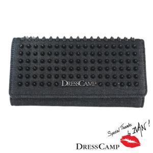 DRESSCAMP ドレスキャンプ TRIANGULAR Long Wallet スタッズロングウォレット 長財布 ブラック メンズ レディース 財布 スタッズ デニム地｜g-field