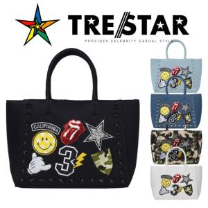 TRE☆STAR トレスター WAPPEN CANVAS TOTE ワッペンキャンバストートバッグ S 黒 白 迷彩 デニム ウィメンズ｜g-field