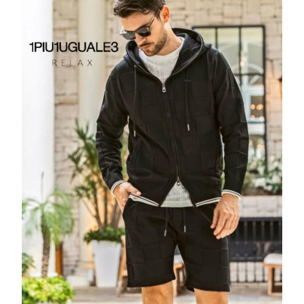 セットアップ メンズ ブロックニット ルームウェア 1PIU1UGUALE3 RELAX 上下セット...