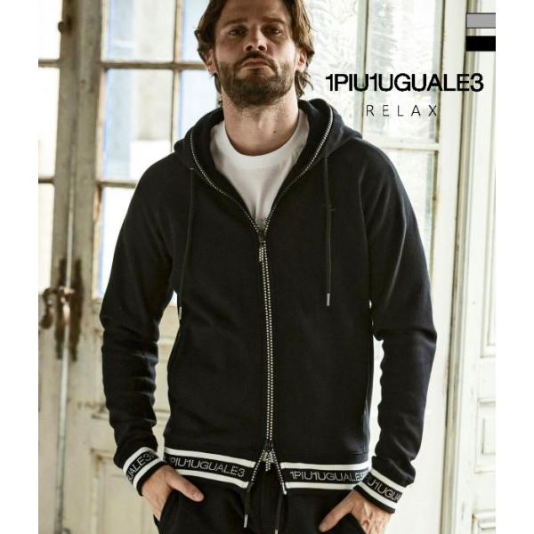 ラインストーンパーカー メンズ スウェット ジャージ 1PIU1UGUALE3 RELAX フーディ...