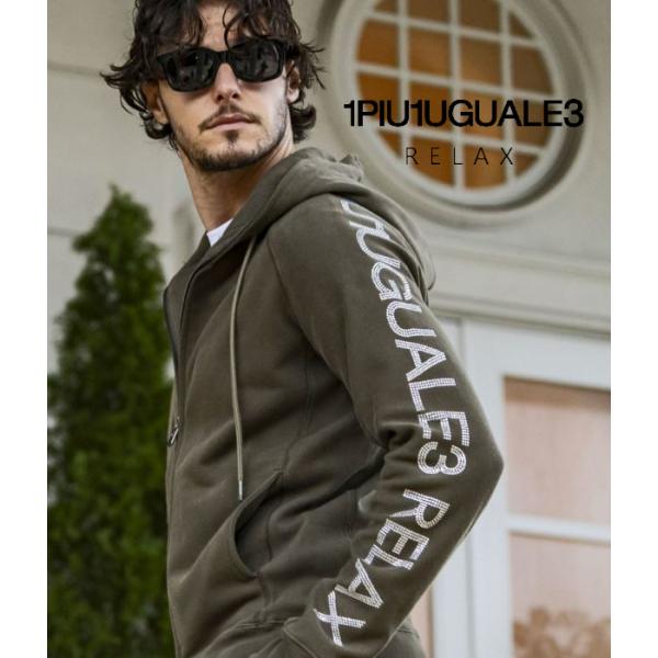 ラインストーンロゴパーカー メンズ フーディ 1PIU1UGUALE3 RELAX ジャージ スウェ...