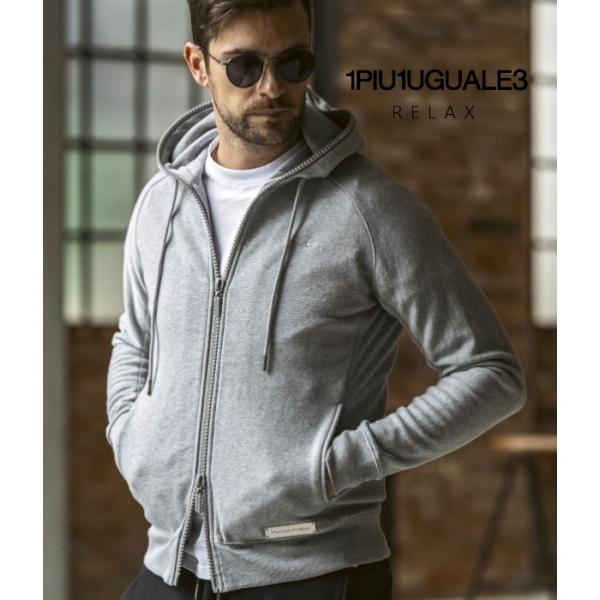 シルバーロゴプレートパーカー メンズ スウェット 1PIU1UGUALE3 RELAX フーディ カ...