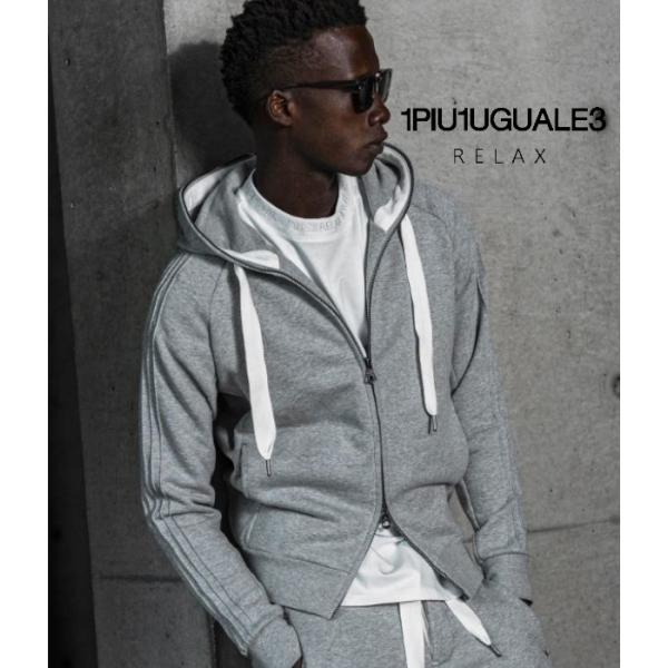 ピンタックラインパーカー メンズ フーディ 1PIU1UGUALE3 RELAX スウェット ジャー...