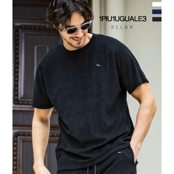 ブロックパイルTシャツ メンズ 半袖 1PIU1UGUALE3 RELAX カジュアル スポーツ ル...
