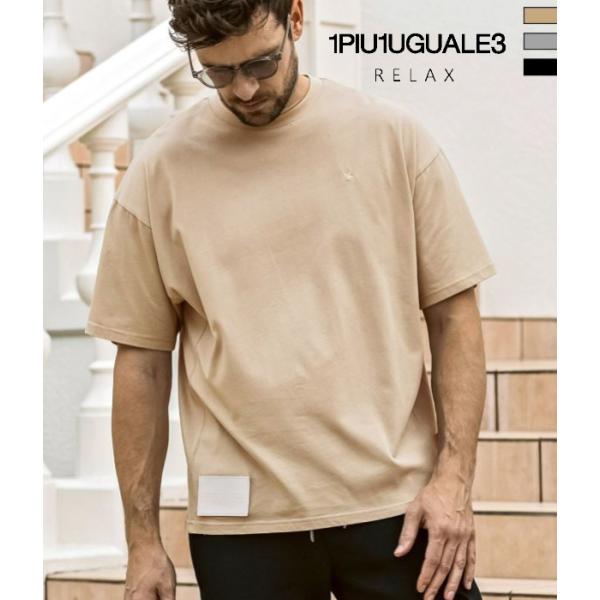 レザーパッチシルケットTシャツ メンズ 半袖 1PIU1UGUALE3 RELAX カットソー カジ...