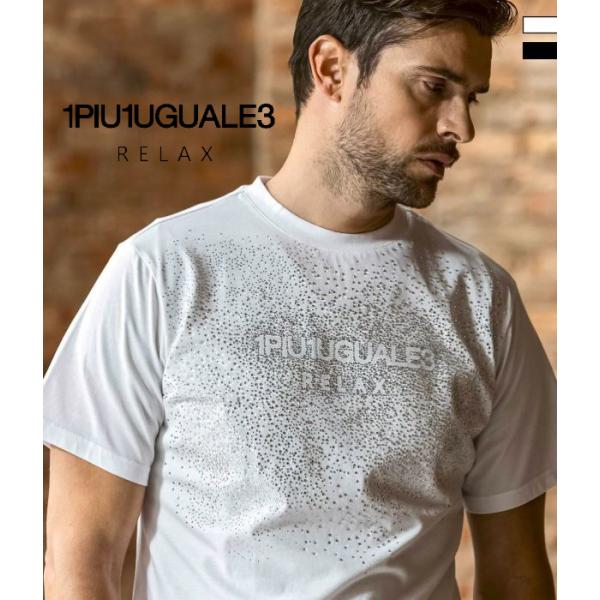 スプラッシュラインストーンTシャツ メンズ 半袖 1PIU1UGUALE3 RELAX カットソー ...