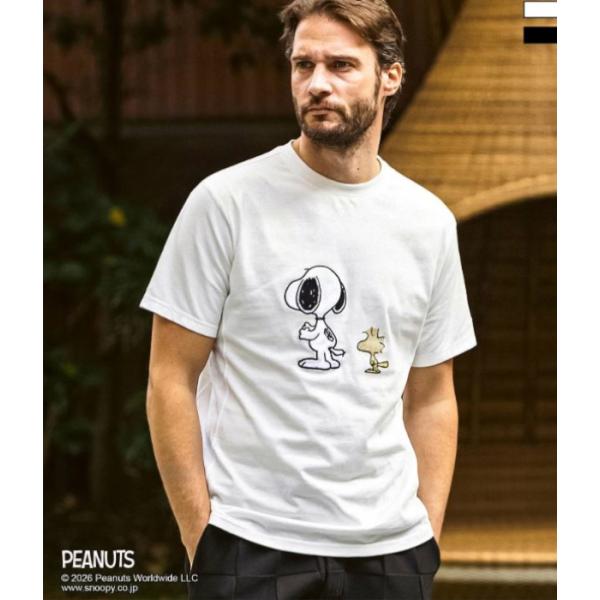 【スヌーピー】スヌーピー＆ウッドストック半袖Tシャツ メンズ カットソー 1PIU1UGUALE3 ...