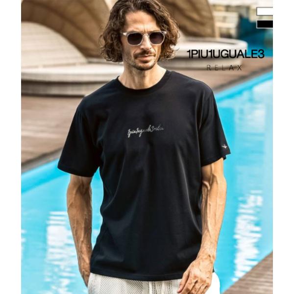 グラデーションラインストーンロゴTシャツ メンズ 半袖 1PIU1UGUALE3 RELAX カット...