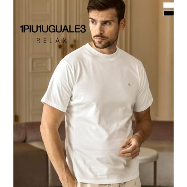 グロッシー刺繍ネックロゴTシャツ メンズ 半袖 1PIU1UGUALE3 RELAX カットソー カ...