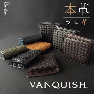 VANQUISH ヴァンキッシュ 財布 ウォレット バンキッシュ ラム革 編み込み 二つ折り財布｜g-field