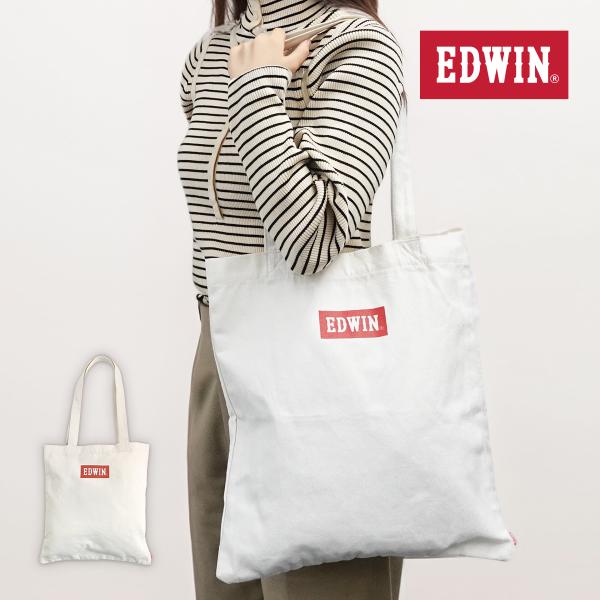 エドウイン EDWIN トートバッグ 0411523 レッドロゴ ショッピングバッグ ロゴプリント ...