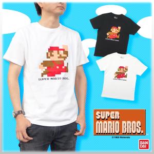 スーパーマリオ ブラザーズ Tシャツ メンズ ドット マリオ ジャンプ Tシャツ ホワイト ブラック 半袖