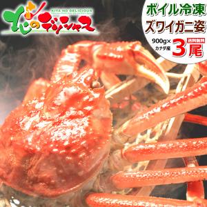 カニ ズワイガニ 900g×3尾 (姿/ボイル冷凍) 北海道 海...