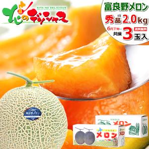 お中元 北海道 富良野メロン 3玉入り (JAふらの共撰/秀品/1玉 2.0kg/クール便) メロン 夏ギフト ギフト 贈り物 暑中見舞い 果物 フルーツ 北海道直送 お取り寄せ｜北のデリシャス