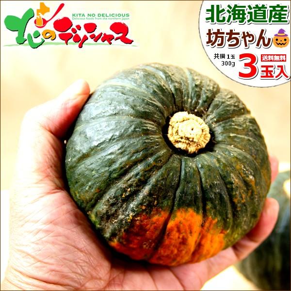 【予約】北海道産 かぼちゃ 坊ちゃんかぼちゃ 3玉入り (1玉 300g) 秋 カボチャ 南瓜 パン...