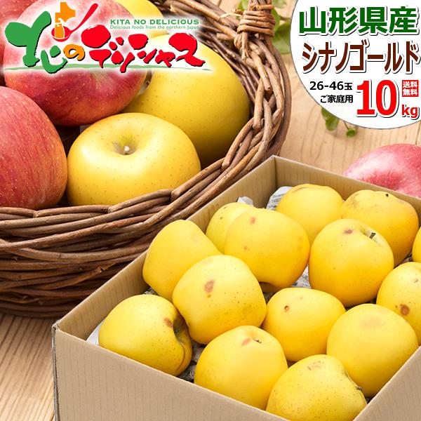 【出荷中】山形県産 ご家庭用 りんご シナノゴールド 10kg (訳あり/26玉〜46玉入り) 旬 ...