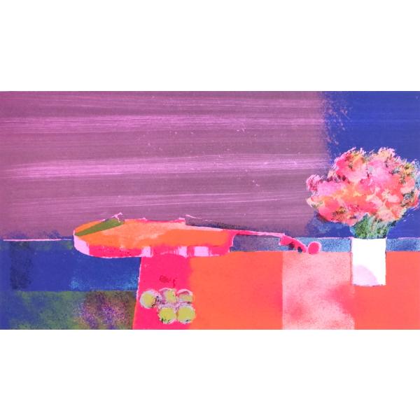 ポール・ギヤマン「花とヴァイオリン」リトグラフ