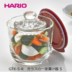 HARIO ガラスの一夜漬け器 S GTK-S-R 赤 レッド 手軽 漬物 レシピ付き おうち時間 おしゃれ シンプル コンパクト【数量限定特価】ギフト包装OK｜g-kirakira