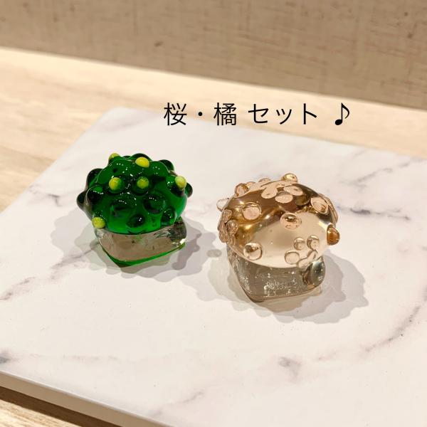ミニガラス細工 桜橘セット SA-076 ハンドメイド お雛様 桃の節句 桜 さくら 橘 たちばな ...