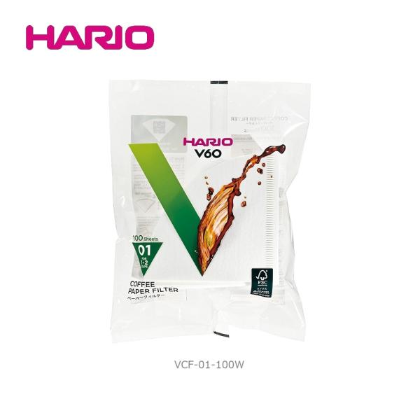 HARIO V60用 ペーパーフィルター 01W VCF-01-100W 白 100枚入（1袋）正規...