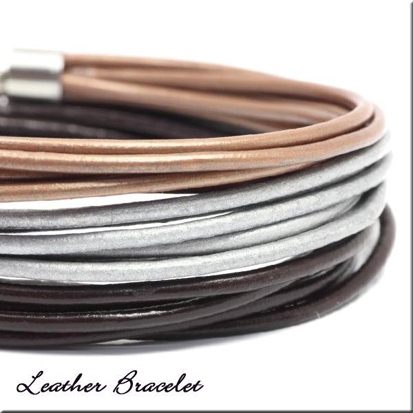 本革レザーブレスレット3本セットキャラメルシルバーダークブラウン S M L / 20代 30代 4...