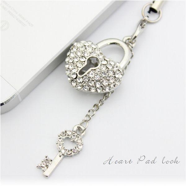 母の日 ハートの南京錠 クリスタル チャーム ストラップ 人気 ジーラブ