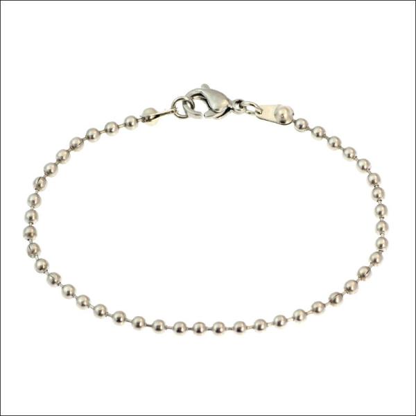 ブレスレット 金属アレルギー対応ステンレス 極細 チェーン 2mm ボール カニカン 人気 ギフト ...