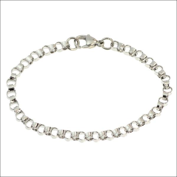 母の日 ブレスレット ステンレス チェーン 4mm ラウンドロロ シルバー プチ プレゼント / 2...