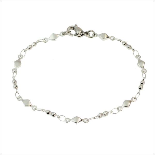 決算セール ブレスレット ステンレス チェーン 3mm スイートダイヤ シルバー プチギフト / 2...