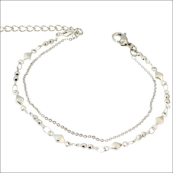 ブレスレット ステンレス チェーン 2連 シルバー スイートダイヤ マリーナ / 20代 30代 4...