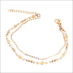 ブレスレット ステンレス チェーン 2連 ピンクゴールド スイートダイヤ マリーナ / 20代 30代 40代 プチギフト  /  金アレ対応 /ジーラブ