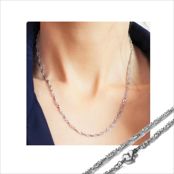 母の日 ネックレス チェーン ステンレス 3mm スクリューキヘイ 35cm〜60cm 長さ5cm単...