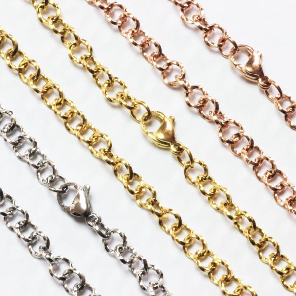 ネックレス ステンレス 長め ロング 5mm ツイストロロ 61cm〜80cm 長さ1cm単位 シル...