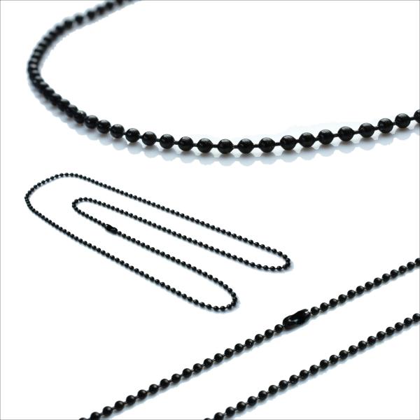 長め ロング 2mm ボール ブラック 61cm〜80cm 1cm単位可 ネックレス チェーン ステ...