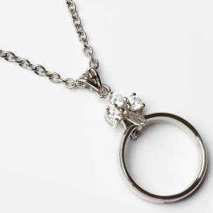 リングホルダー 指輪をネックレスに シルバー925  三つ葉  クリッカー  キュービックジルコニア プレゼント