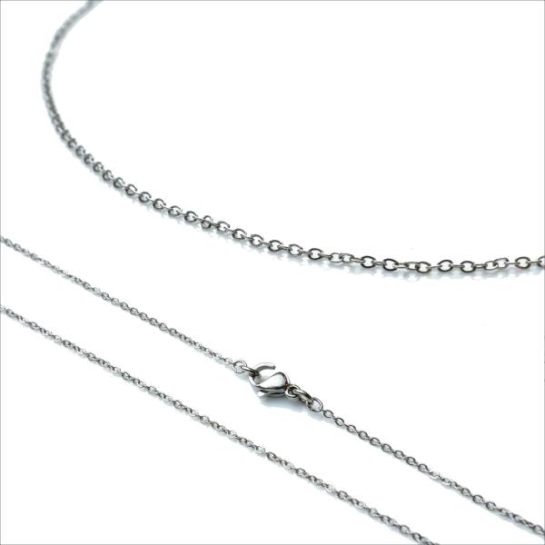 母の日 極細 ネックレス チェーン ステンレス  / 1mm マリーナシルバー 35cm〜60cm ...