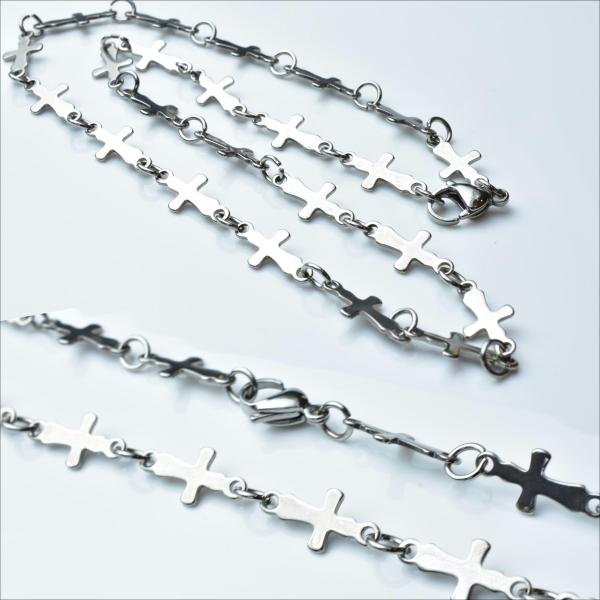 ネックレス チェーン ステンレス / 9mm クロス十字架 35cm〜60cm 長さ5cm単位/ch...