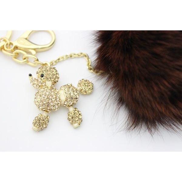 バッグチャーム ファーダークブラウン チャコ石きらきらプードル / 20代 30代 40代 人気  ...