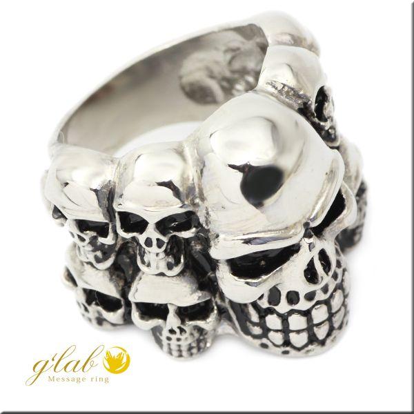 指輪 ボリューム ユニーク ステンレスリング ハード ロック イレブンドクロスカル髑髏17号 / 2...