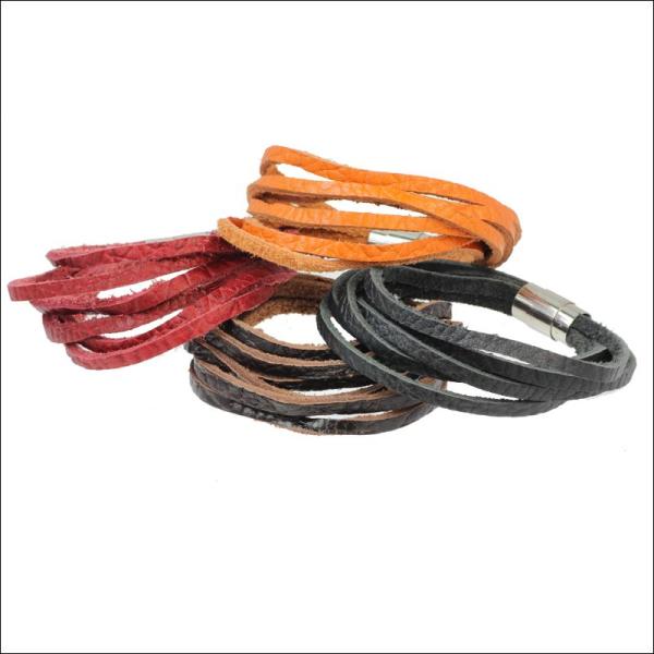 6連 レザー ブレスレット 革 ステンレス メンズ / 20代 30代 40代 プチ プレゼント /...