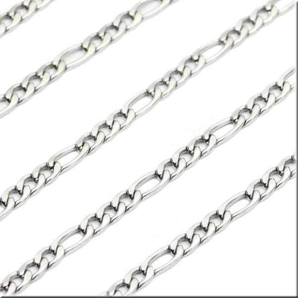 決算セール ネックレス チェーン ステンレス / 長め ロング 4mm フィガロ 61cm〜80cm...