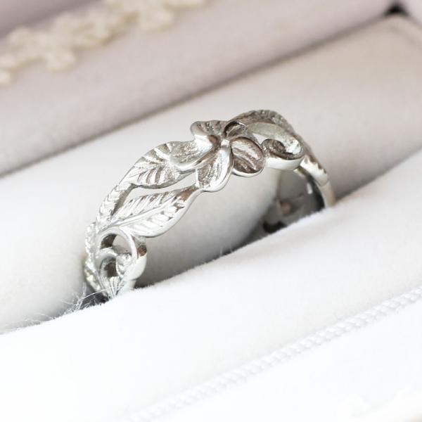 指輪 ハワイアンジュエリー 透かしカービングリングシルバー ステンレス 単品 【 r-0002 】 ...