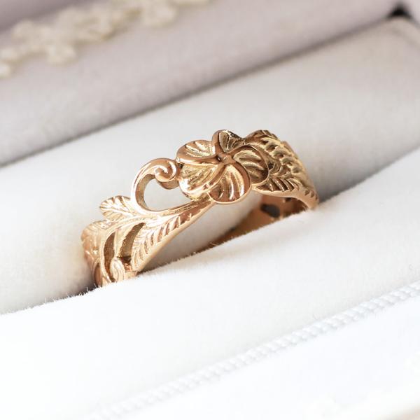 指輪 ハワイアンジュエリー ステンレス 316L 単品 透かしカービング リング ピンクゴールド 【...