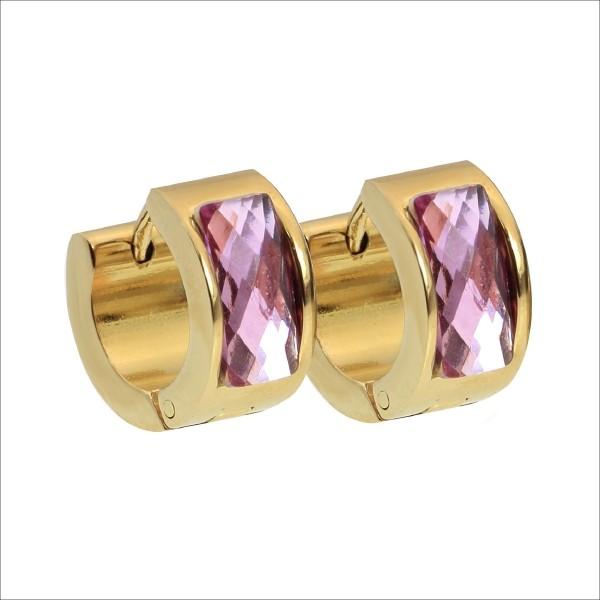 ステンレスピアス キャンディジュエル ゴールド ピンク パープル クリスタル / 20代 30代 4...