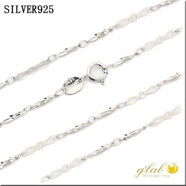 シルバー925 チェーン silver925 ネックレス ホワイトゴールド コーティングツイストリボ...