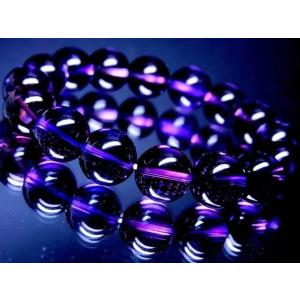 天然石 数珠ブレスレット ダイヤカット64面カット水晶 ブルーオーラ14