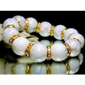 天然石 数珠ブレスレット ホワイトターコイズ/ハウライト/16ミリ プレゼント